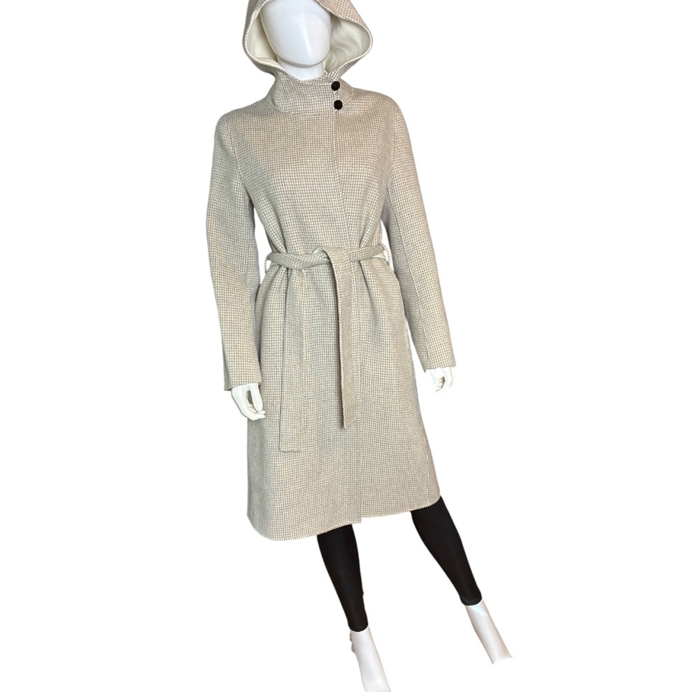 Theory Hooded Wrap Coat – Wool & Cashmere Blend, Size S - Picture 3 of 12